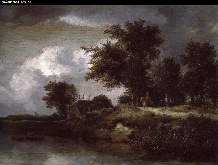 Jacob van Ruisdael Wooded river bank